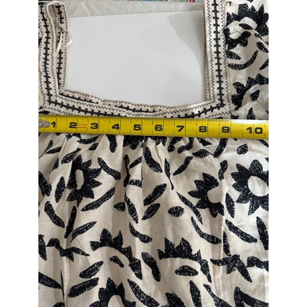 Christain Siriano New York boho puff sleeve square neck linen blend L SZ Large - Picture 11 of 12